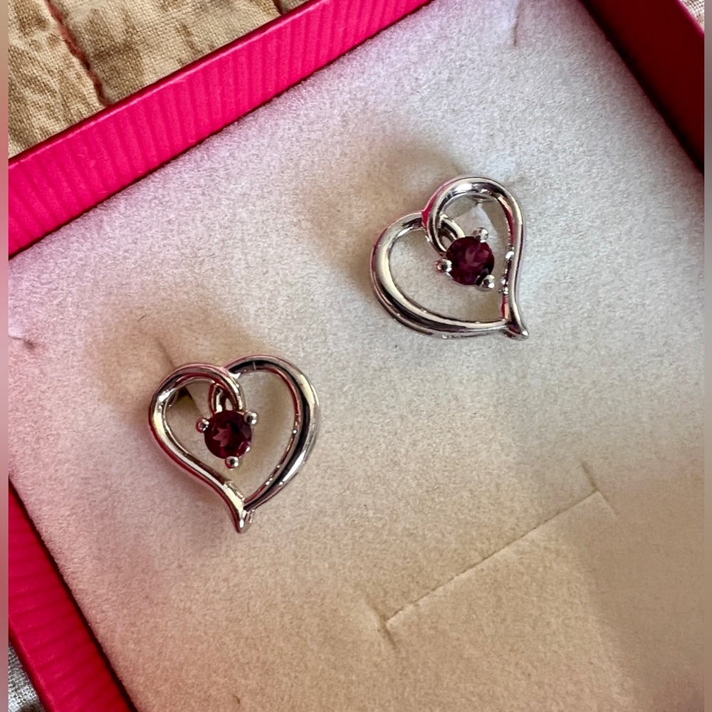 Rhodolite Angara Heart Earrings